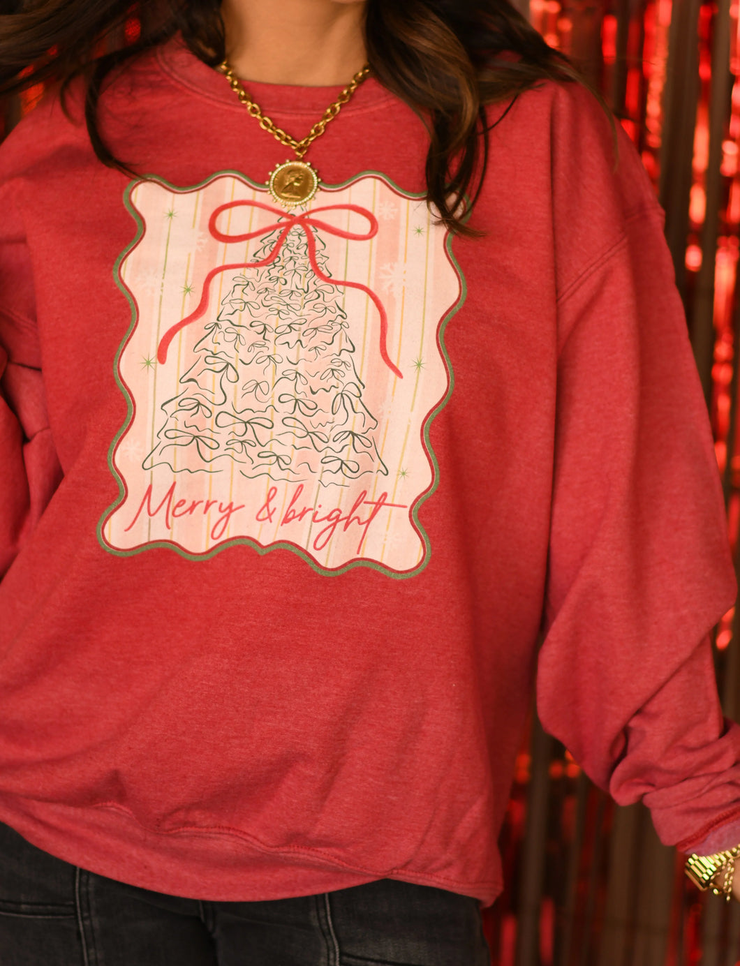Merry & Bright Bow Tree Sweatshirt