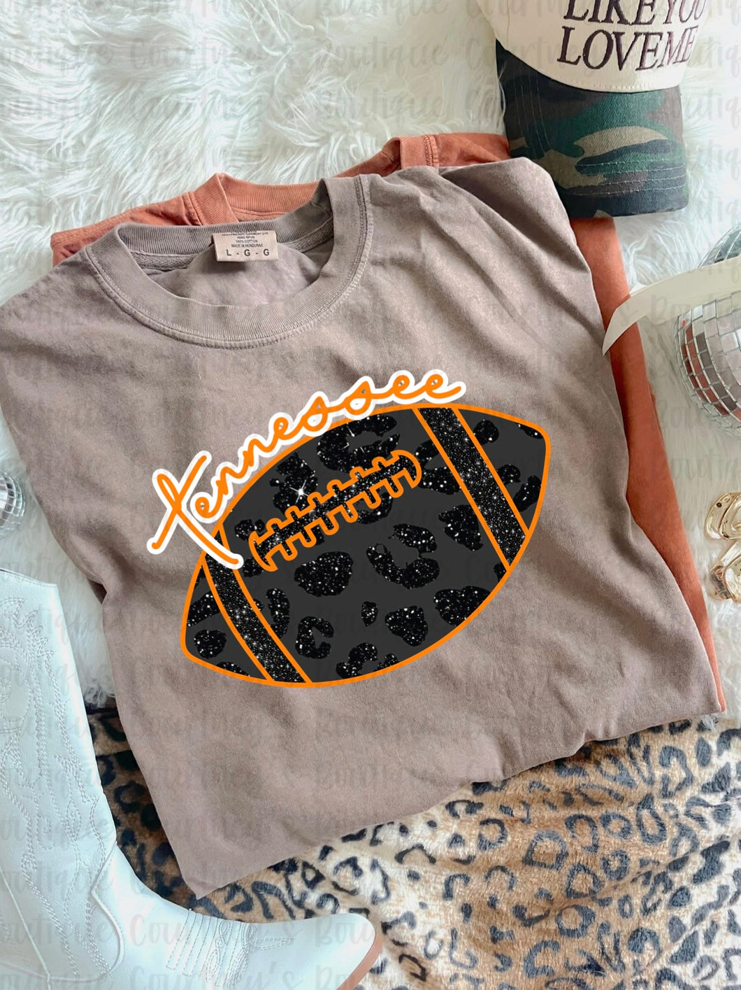 Bling Leopard Tennessee Football Tee