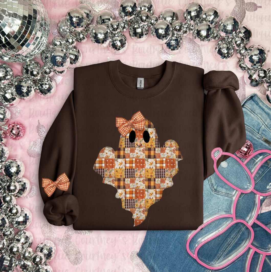 Patchwork Ghost With/Bow Sleeve Sweatshirt